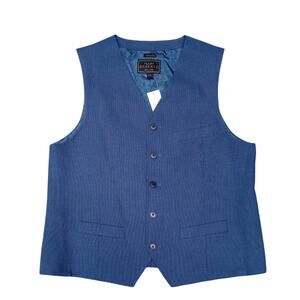 Jos A Bank Vest Mens Large Tailored Fit 5 Button Sleeveless Waistcoat Vest Blue